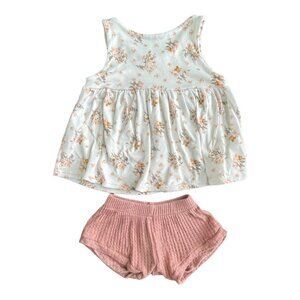 Handmade Little Lucca Love Floral Swing Top And Waffle Knit Shorts
